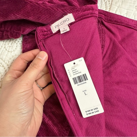 NWT Anthropologie Pilcro Puff-Sleeve Square-Neck Corduroy Mini Dress - Picture 6 of 6